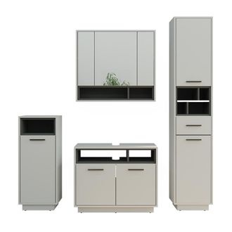 Vicco Conjunto De Muebles De Ba&ntilde;o Beatrice, Gris, 4 Piezas