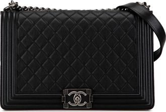 Chanel Black New Medium Grained Calfskin Boy Bag