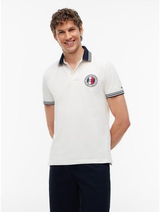 Tommy Hilfiger Mens Regular Fit Circle Logo Tipped Polo - Ivory Silk - XXXL