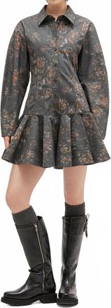 Ganni Floral Shirt Dress In Black