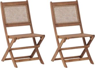Beliani Beliani - Set of 2 Garden Outdoor Chairs Light Certified Acacia Wood Foldable Paraggi