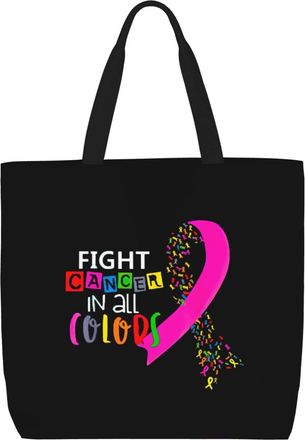Generic Women Handbag Fight Cancer In All Color Fight Cancer Ribbons Women Beach Bag Large Capacity Girls Shopping Bags, For Christmas, School, Graduation, Ho