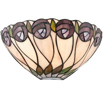 Loops Tiffany Glass Wall Light Cream & Mackintosh Rose Shade Interior Sconce i00248 in Clear