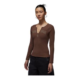 Nike Jordan (WMNS) Air Jordan New Year Collection Long Sleeved Knit Top Light Chocolate IQ3964-216