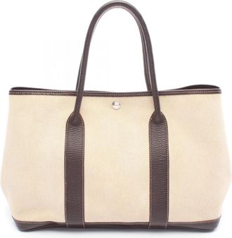 Hermès Beige Brown Canvas Tote Bag (Pre-Owned)