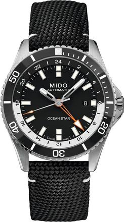 Mido Ocean Star GMT Automatic Webbing Strap Watch, 44mm in Black at Nordstrom