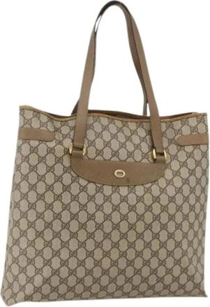 Gucci Pre-owned Tote Bags, female, Beige, Size: ONE SIZE Pre-owned Vintage PVC GG Canvas Tote Bag