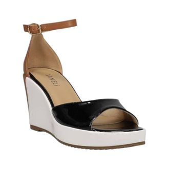 Vaneli Womens Lemy Wedge Sandals In Black Patent Combo