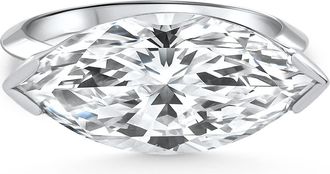 Pompeii3 6Ct White Gold Certified Lab Grown Marquise Diamond East West Engagement Ring Size: 7