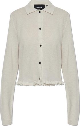 Rotate Cardigan met Volant - Dames - Vesten - Beige - XS - Wol - Truien & Vesten