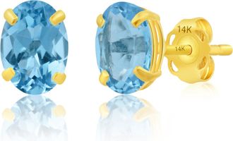 MAX + STONE 14k Yellow or White Gold 7x5mm Oval Stud Earrings with Push Backs