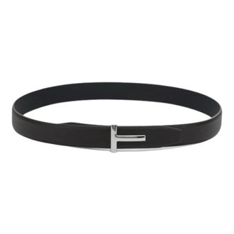 Tom Ford Soft Grain Leather Reversible T Belt 30 mm - male - Tom Ford - Belts - Brown - 100 CM - Accessories