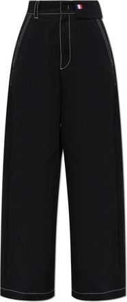 Moncler Wide Broeken - Dames - Wijde Broeken - Zwart - M - Katoen - Broeken