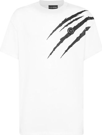 Plein Sport T-Shirt Ronde Hals SS Scratch - Heren - Sportshirts - Wit - M - Katoen - Fitness