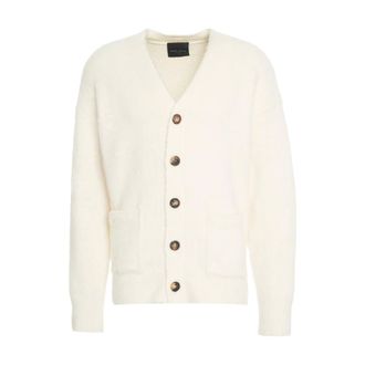 Roberto Collina Cardigans, male, Beige, Size: 2XL Beige Knitwear V-Neck Cardigan Aw25