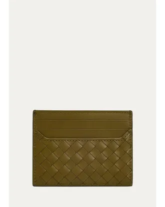 Bottega Veneta Mens Intrecciato Leather Card Holder
