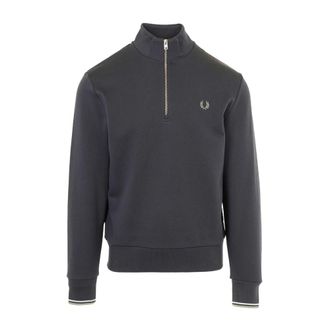 Fred Perry Hoodies & sweatvesten, Heren, Grijs, L, Katoen, Half Zip Sweatshirt