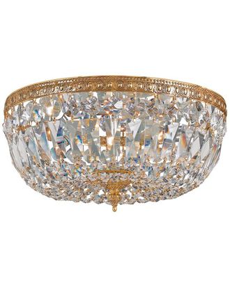 Crystorama Crystorama 3-Light Clear Italian Crystal Olde Brass Flush Mount