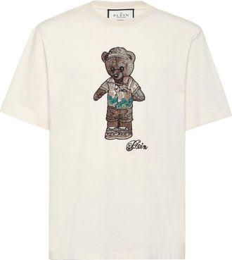 Philipp Plein Crystal Round Neck T-Shirt Teddy Bear