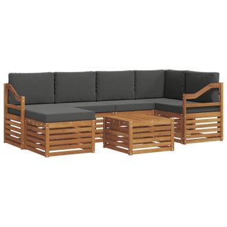 vidaXL Conjunto De Sof&aacute; Seccional Con Coj&iacute;n 7 Pcs Natural Y Antracita Vidaxl