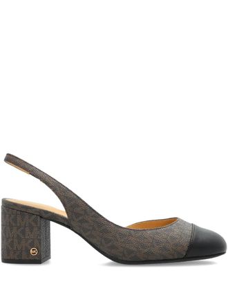 Michael Michael Kors Perla heeled pumps - women - Canvas/Calf Leather/Calf Leather/Rubber - 8.5 - Brown