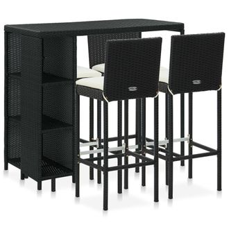 Berkfield Home 5 Piece Garden Bar Set with Cushions Poly Rattan Black