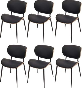 Hhg Hhg - Nunca Usado] Juego De 6 Sillas De Comedor 233, Silla, Madera Curvada Imitaci&oacute;n Cuero 280g/m&sup2; Oeko-tex Mvg, Natural, Negro