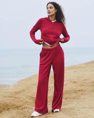 Vuori Clothing Waffle Wideleg Pants | Strawberry | Medium