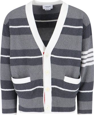 Thom Browne Striped Cardigan - Grey