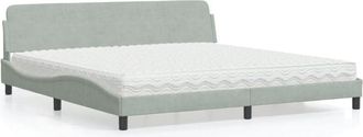vidaXL Vidaxl - Cama Con Colch&oacute;n Terciopelo Gris Claro 200x200 Cm