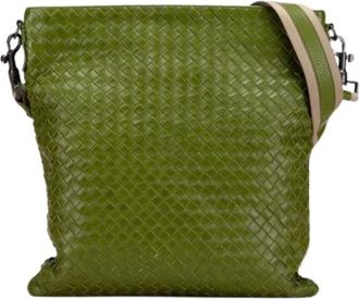Bottega Veneta Pre-owned Cross Body Bags, female, Green, Size: ONE SIZE Pre-owned Leather Crossbody Bag