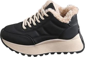 Generic Wool Boots Women Warm Boots Soft and Comfortable Can Adapt To The Cold and Harsh Environment Womens Lace Up Ankle Boots (Black, 4.5)