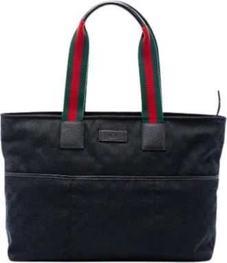 Gucci Pre-owned Canvas Tote Bag - Dames - Pre-owned - Zwart - Maat: ONE Size Leer