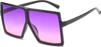 Generic Large Frames Women Square Sunglasses Outdoor Party Beach Sun Glasses(Purple)