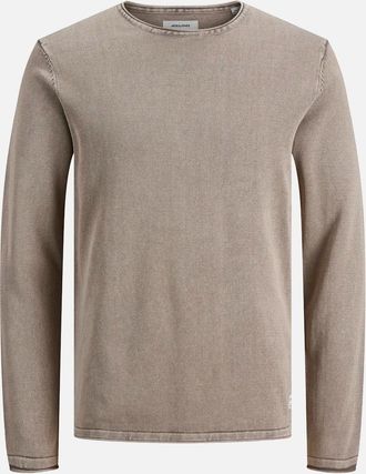 Jack & Jones Mens Jack & Jones JJELEO Knit crew neck CROCKERY - Tan - Size: 40