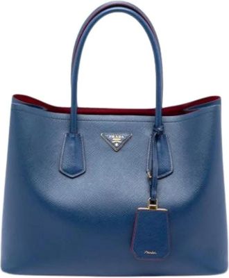 Prada Pre-owned Tote Bags, female, Blue, Size: ONE SIZE Pre-owned Saffiano Satchel