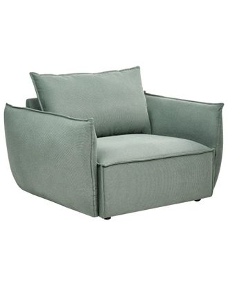 Beliani Sill&oacute;n Tela Verde claro