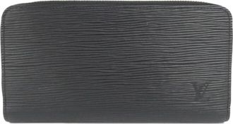 Louis Vuitton Black Leather Long Wallet (Bi-Fold) (Pre-Owned)