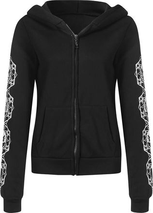 Generic Jacket Women Full Zip Zipper Pocket Black Jacket Women Hood Goth-Long Sleeve Coats Slim Fit Ladies Sweatshirts with Hood Womens Hoodies Zip Up Front P