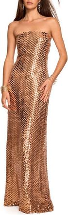 Ramy Brook Angel Strapless Sequin Column Gown in Dark Blush Mesh at Nordstrom, Size 00