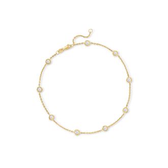 Ross-Simons Diamond Station Anklet in 14kt Yellow Gold