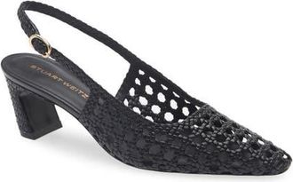 Stuart Weitzman Stassi Woven Slingback Pump in Black at Nordstrom, Size 10.5