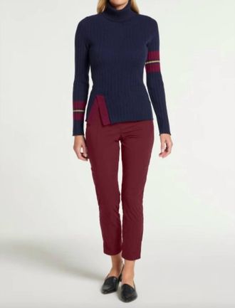 Anatomie Lourdes Cashmere Turtleneck Top In Navy/sangria