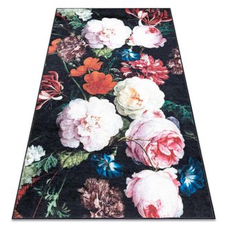 RugsX Rugsx - Alfombra Lavable Andre 1629 Flores Vintage Antideslizante - Negro / Rosado Multicolour 120x170 Cm
