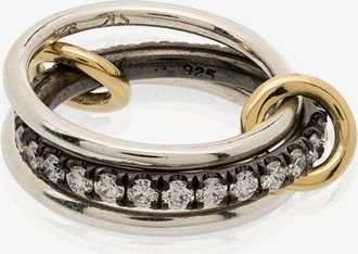 Spinelli Kilcollin Sterling Silver Petunia Diamond Ring - Womens - Sterling Silver/Rhodium Plated Sterling Silver/18kt Yellow Gold/White Diamond