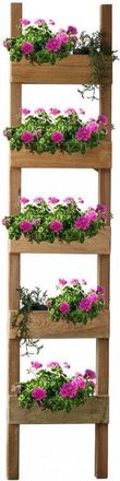 No Brand Fioriera verticale scala in legno riciclato 35x10xH170 cm fisso arredo giardino