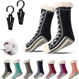 Generic Ultra-Thick Cute Slipper Home Socks-2026 New Ultra Tthick Cashmere Slipper Socks with Grips for Women (Black)