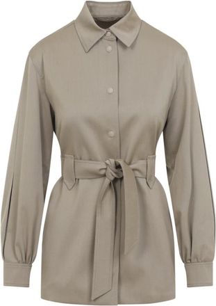 Max Mara Agenzia Sahariana Jas - Dames - Zomerjassen - Beige - XL - Wol - Jassen
