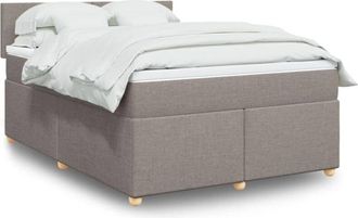 vidaXL Vidaxl - Cama Box Spring Con Colch&oacute;n Tela Gris Taupe 140x190 Cm