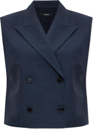 Theory Vest met zakken - Dames - Gillet - Blauw - S - Leer - Kostuums